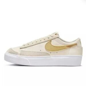 NIKE BLAZER LOW PLATFORM IVORY GOLD WHITE WOMEN'S SIZE 8.5